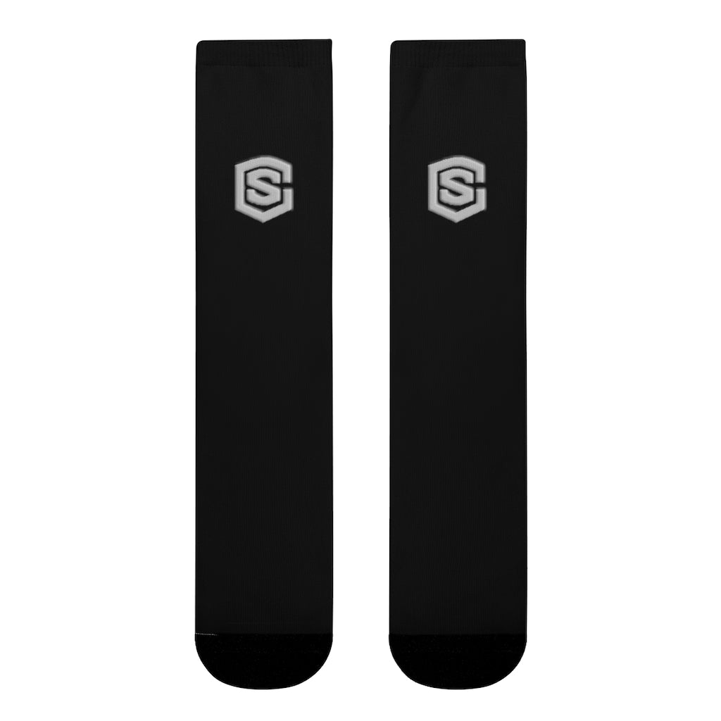 Black Sublimation Crew Socks (EU) Silver Logo