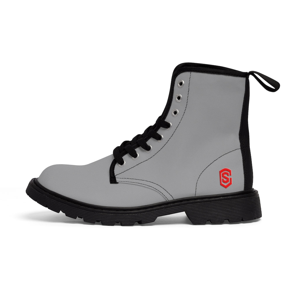 Grey Men's Canvas Boots Red Logo