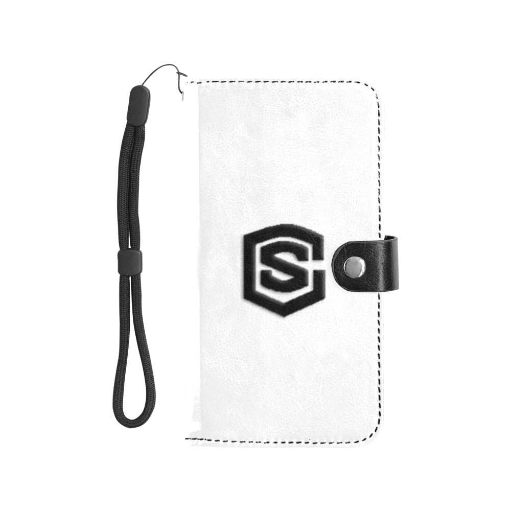 Black Flip Leather Purse for Mobile Phone(Model1703)(Large) with Black Logo Flip Leather Purse for Mobile Phone(Model1703)(Large)