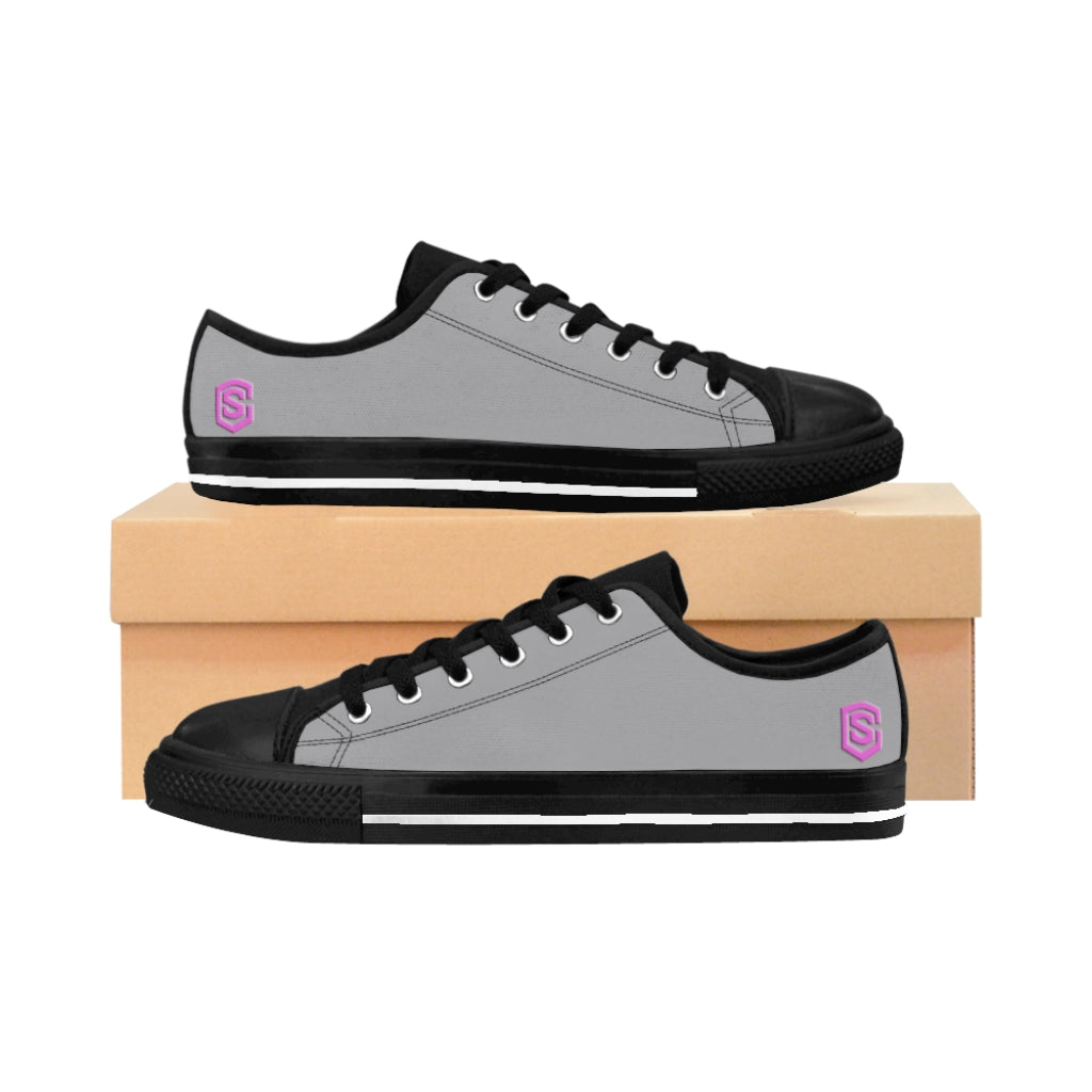 grey  Women's Sneakers Pink logo