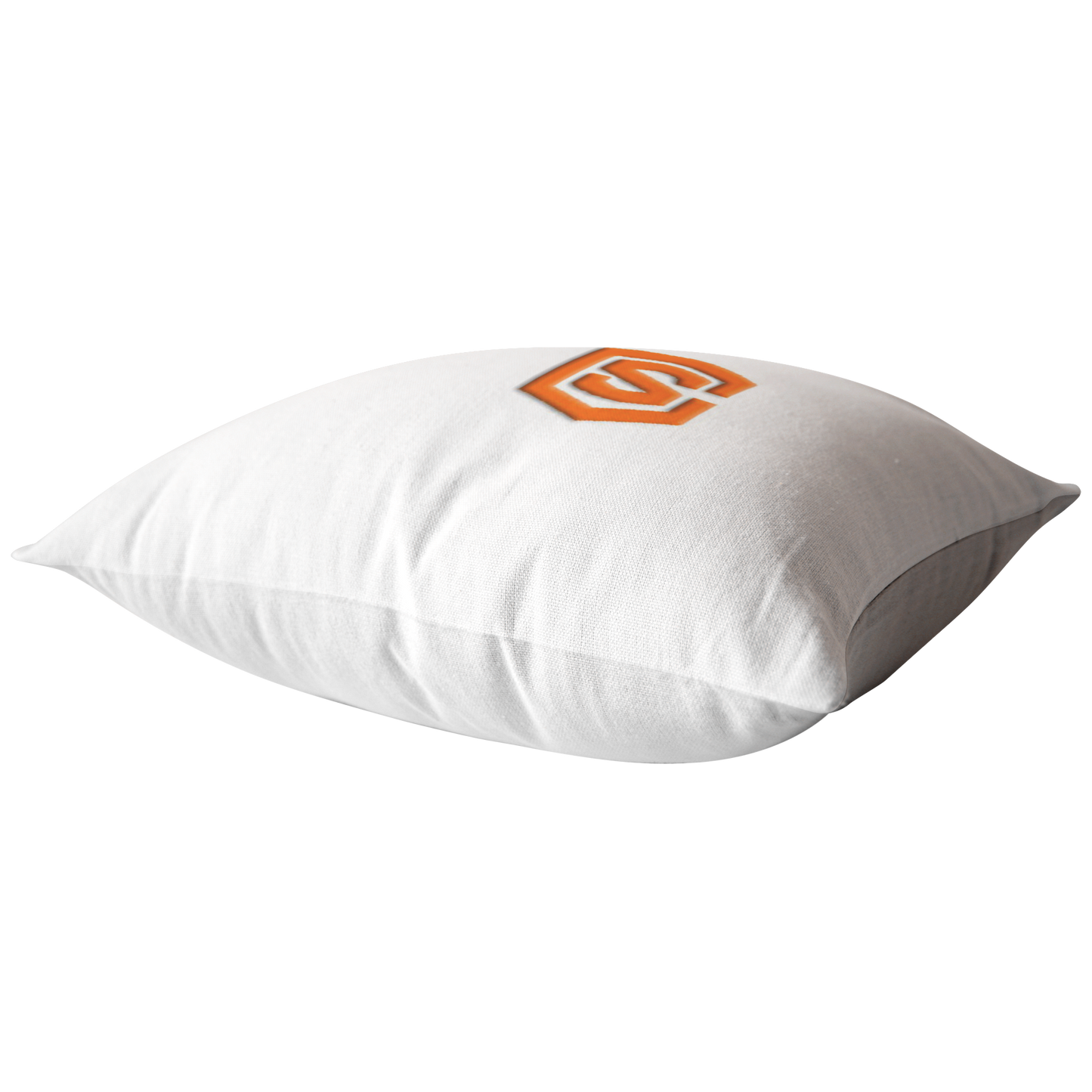 WHITE PILLOW ORANGE LOGO
