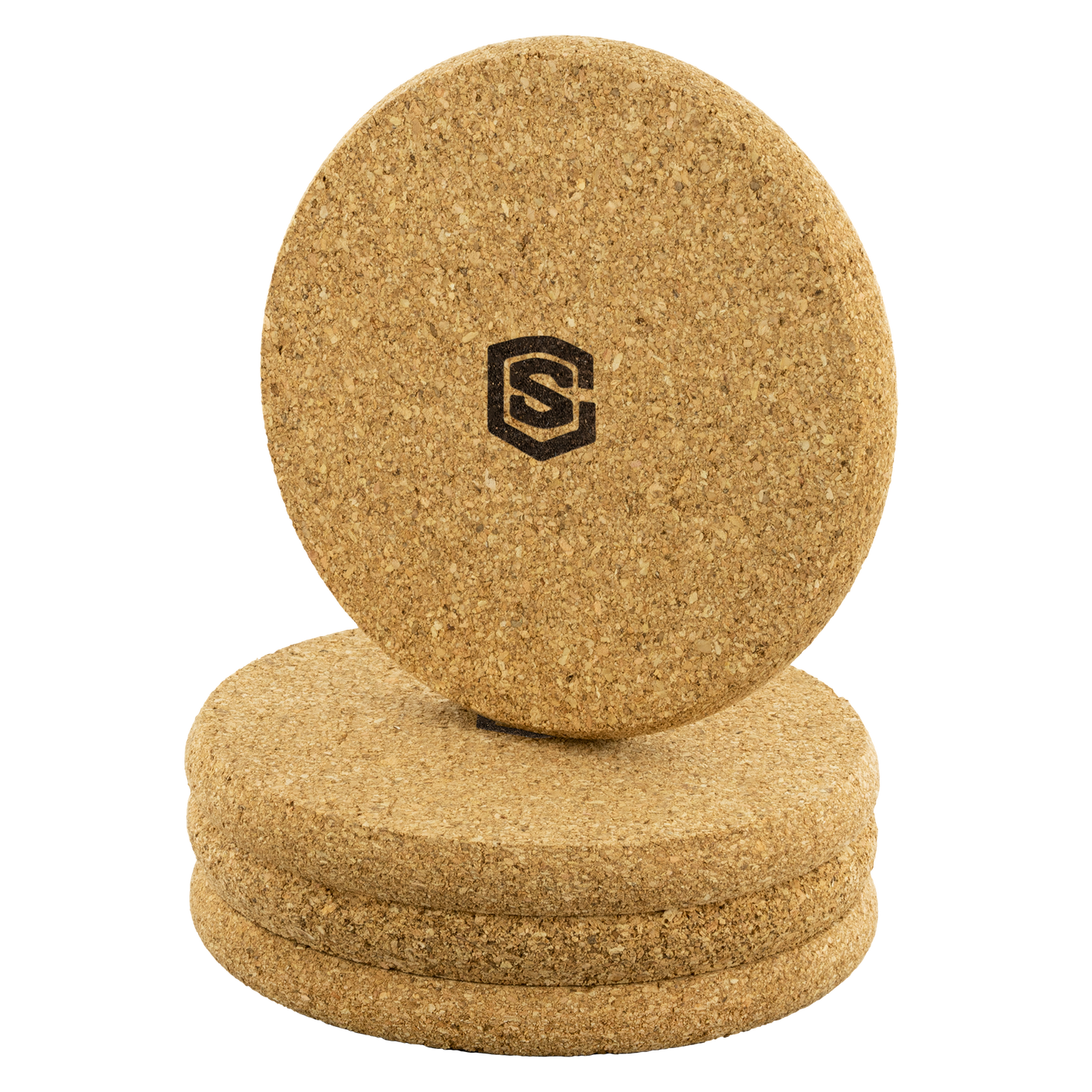 Round Cork Coaster WITH BLACK LOGO