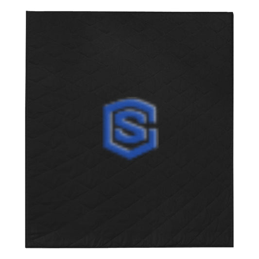 Black Quilt with Blue Logo Custom Quilt  70" x 80"