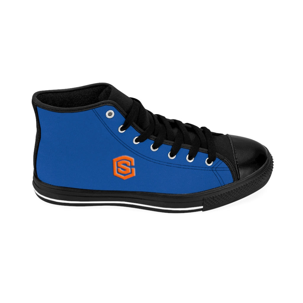 blue Men's High-top Sneakers - orange logo