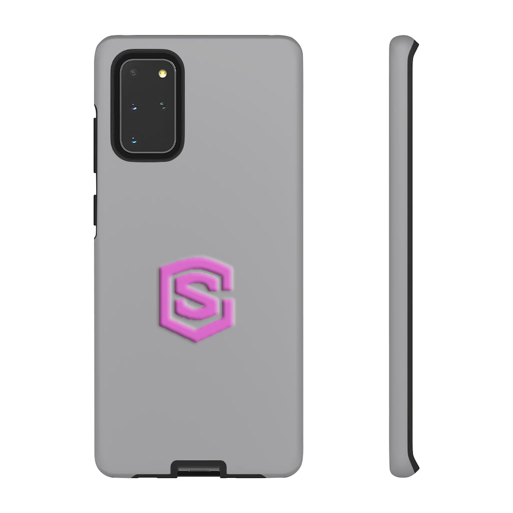 Grey Tough Cases Pink Logo