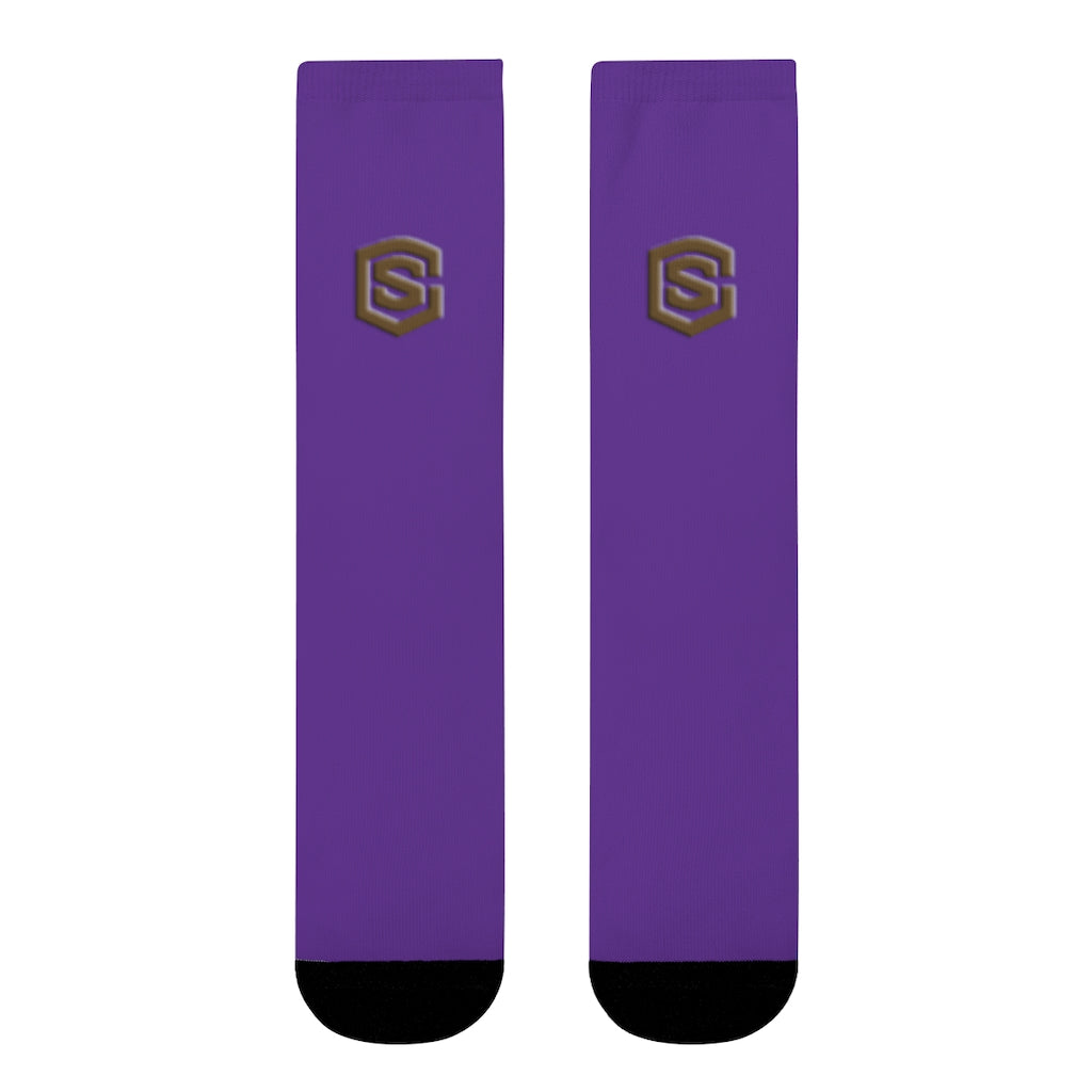 Purple Sublimation Crew Socks (EU) Brown Logo