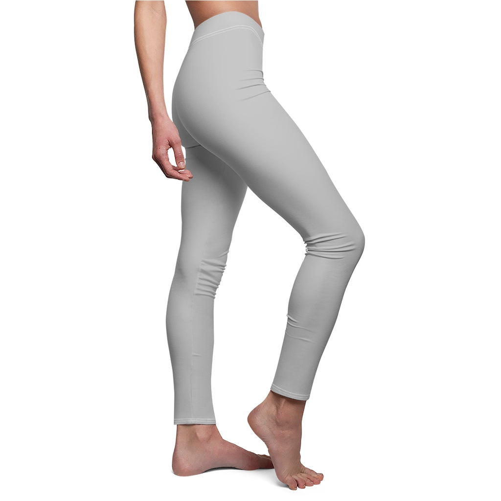 Grey Women's Cut & Sew Casual Leggings White logo