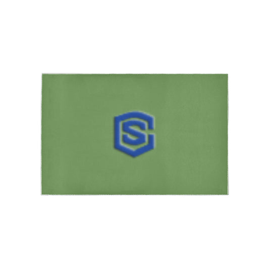 Green Area Rug Blue Logo Area Rug 5' x 3.2'