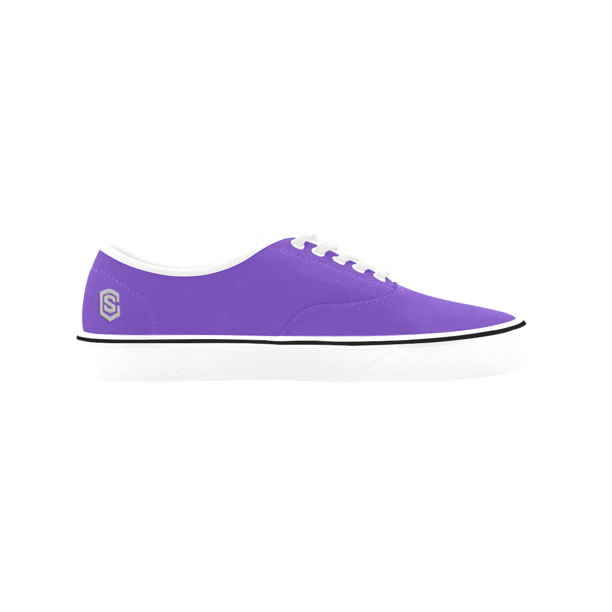silver logo Classic Women's Canvas Low Top Shoes (Model E001-4)