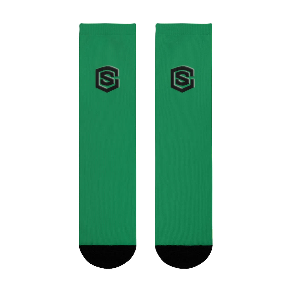Green Sublimation Crew Socks (EU) Blue Logo