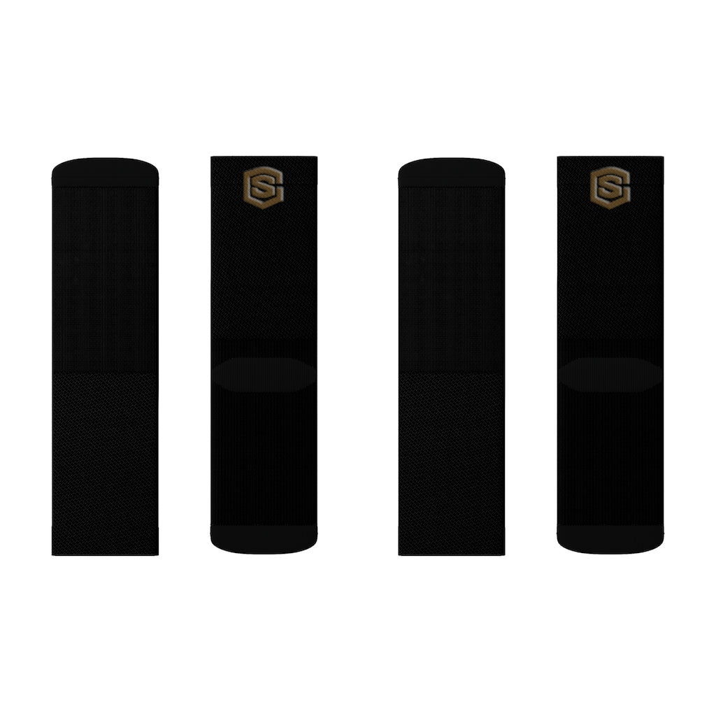 Black Sublimation Socks Brown Logo