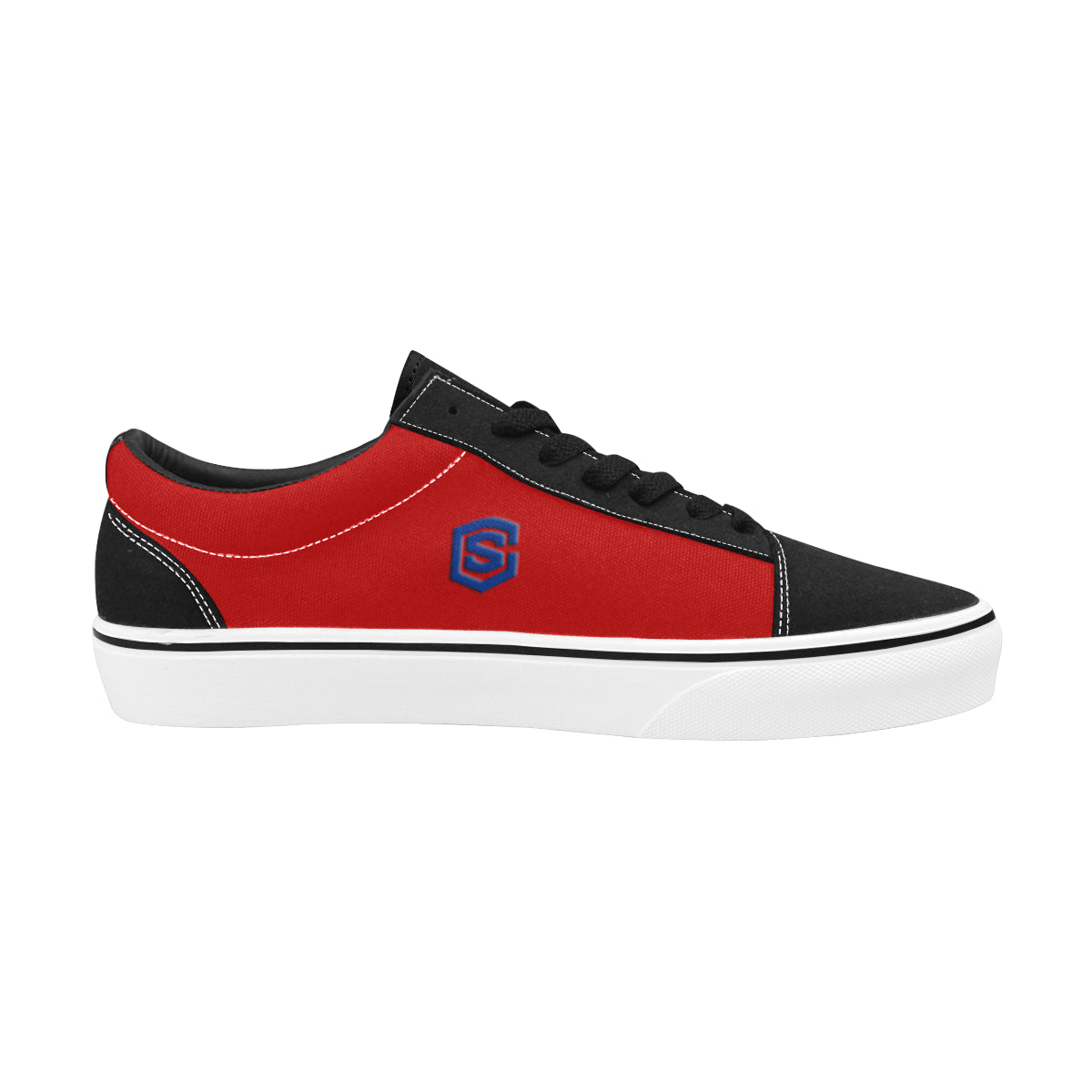 blue logo Women's Low Top Skateboarding Shoes (Model E001-2)