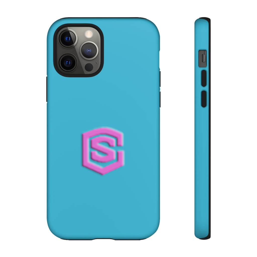 Blue Tough Cases Pink Logo