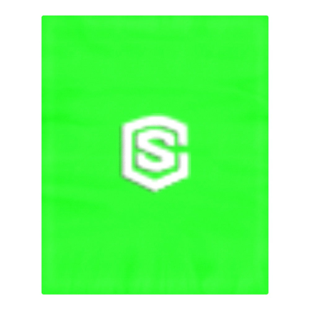 Green 3-Piece Bedding Set (1 Duvet Cover 86"x70"; 2 Pillowcases 20"x30")(One Side) wtih White Logo 3-Piece Bedding Set (1 Duvet Cover 86"x70"; 2 Pillowcases 20"x30")(One Side)