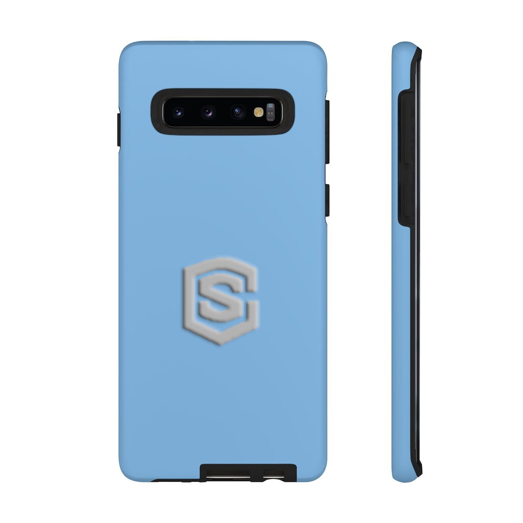 Blue Tough Cases Silver Logo
