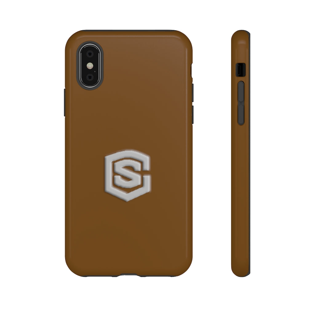 Brown Tough Cases Silver Logo