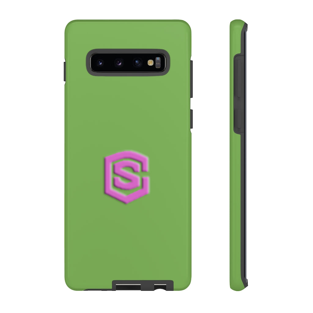 Green Tough Cases Pink Logo