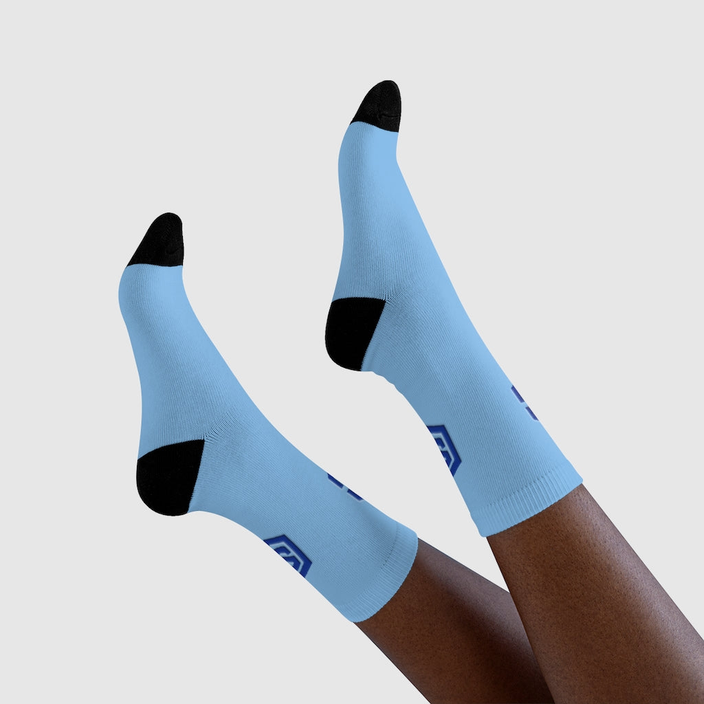 blue Sublimation Crew Socks (EU) Blue Logo