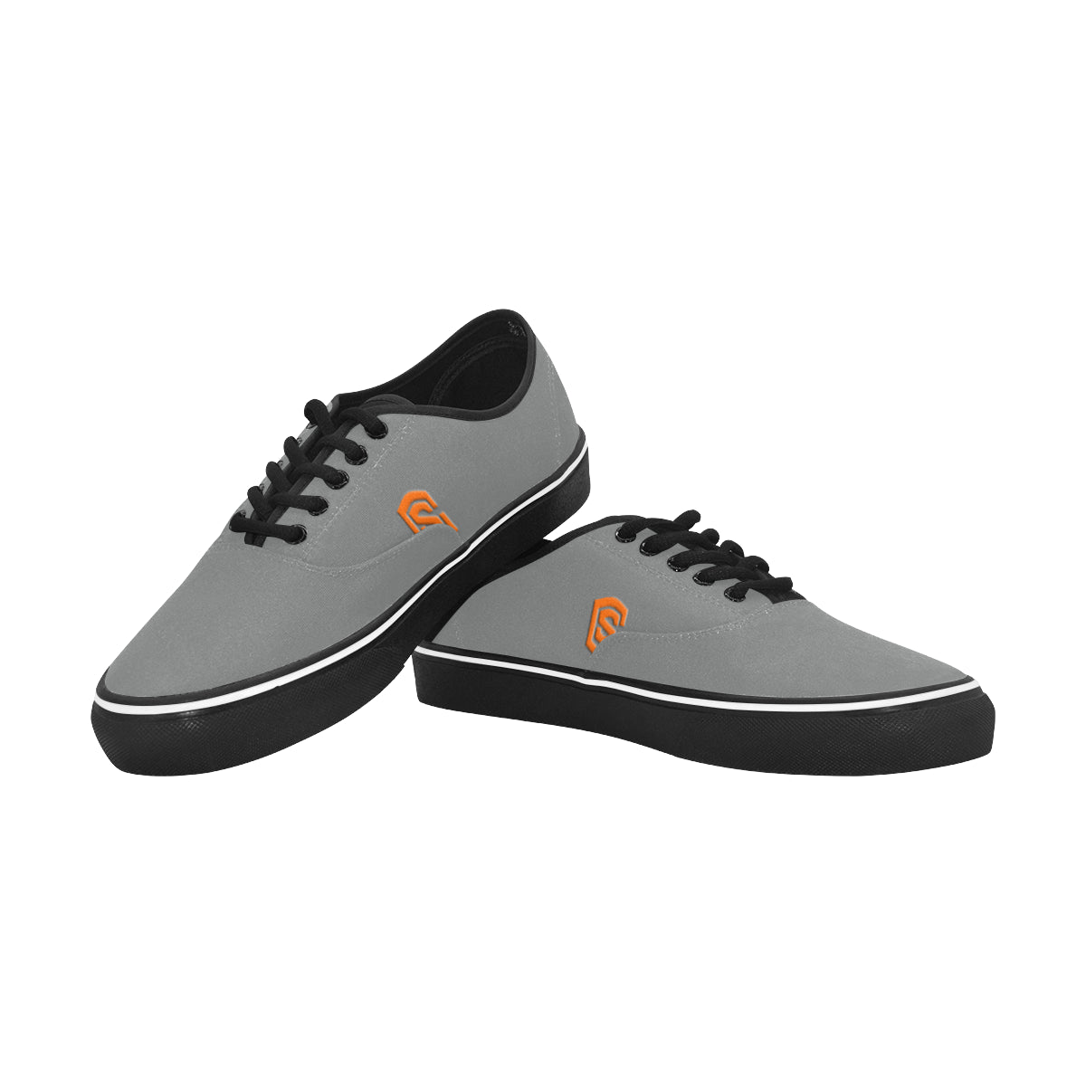 orange logo Classic Men's Canvas Low Top Shoes/Large (Model E001-4)