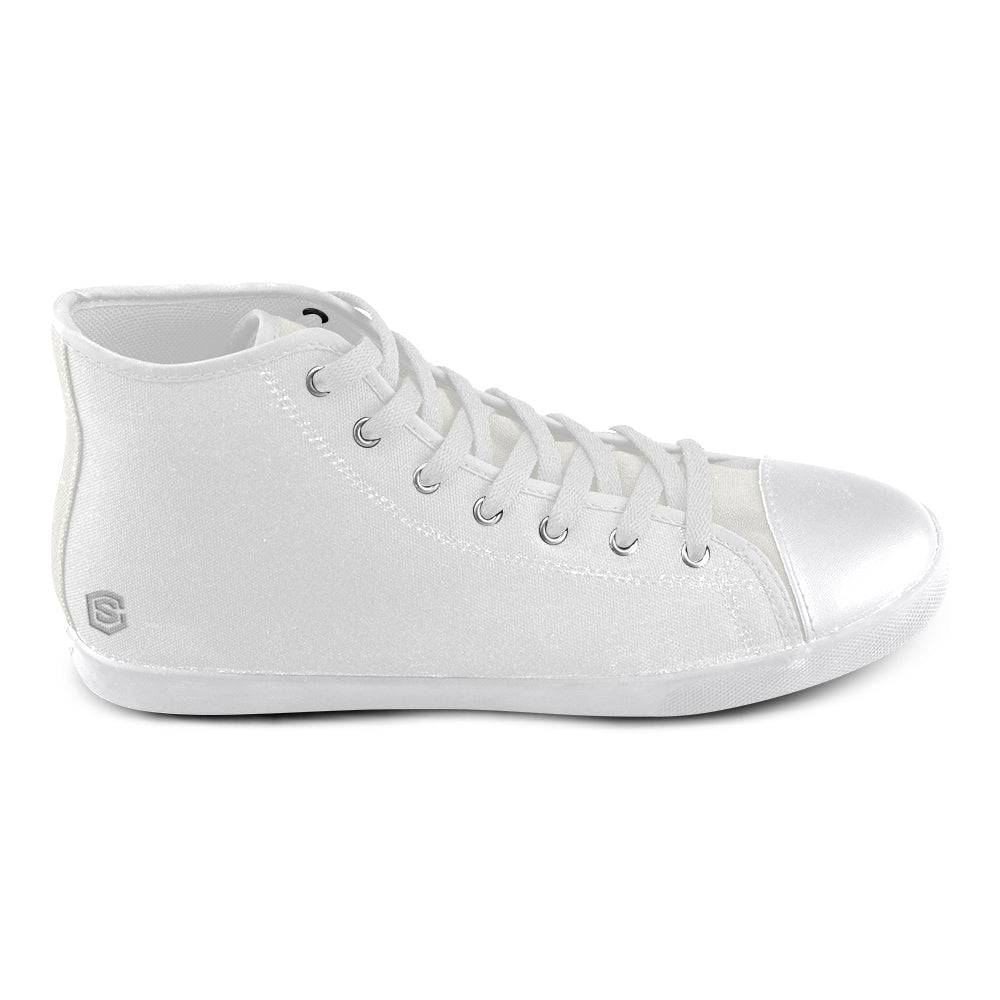 GRAY CANVAS KID SHOES silver logo High Top Canvas Kid's Shoes (Model 002)