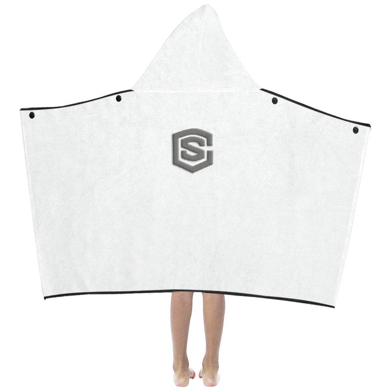 White Kids' Hooded Bath Towels with Silver Logo Kids' Hooded Bath Towels