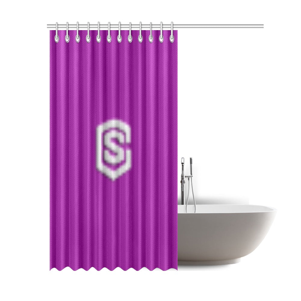 Purple Shower Curtain 69"x84" with Silver Logo Shower Curtain 69"x84"
