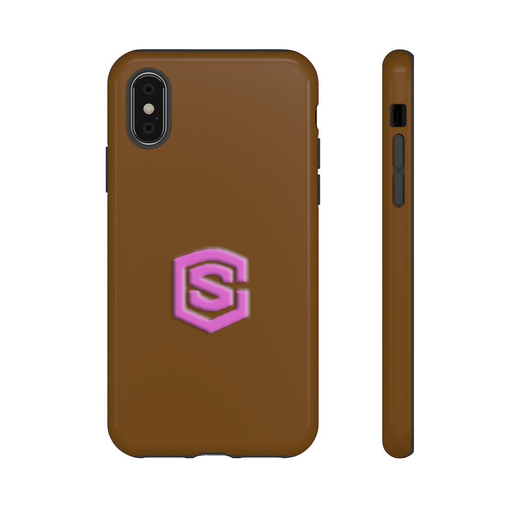 Brown Tough Cases Pink Logo