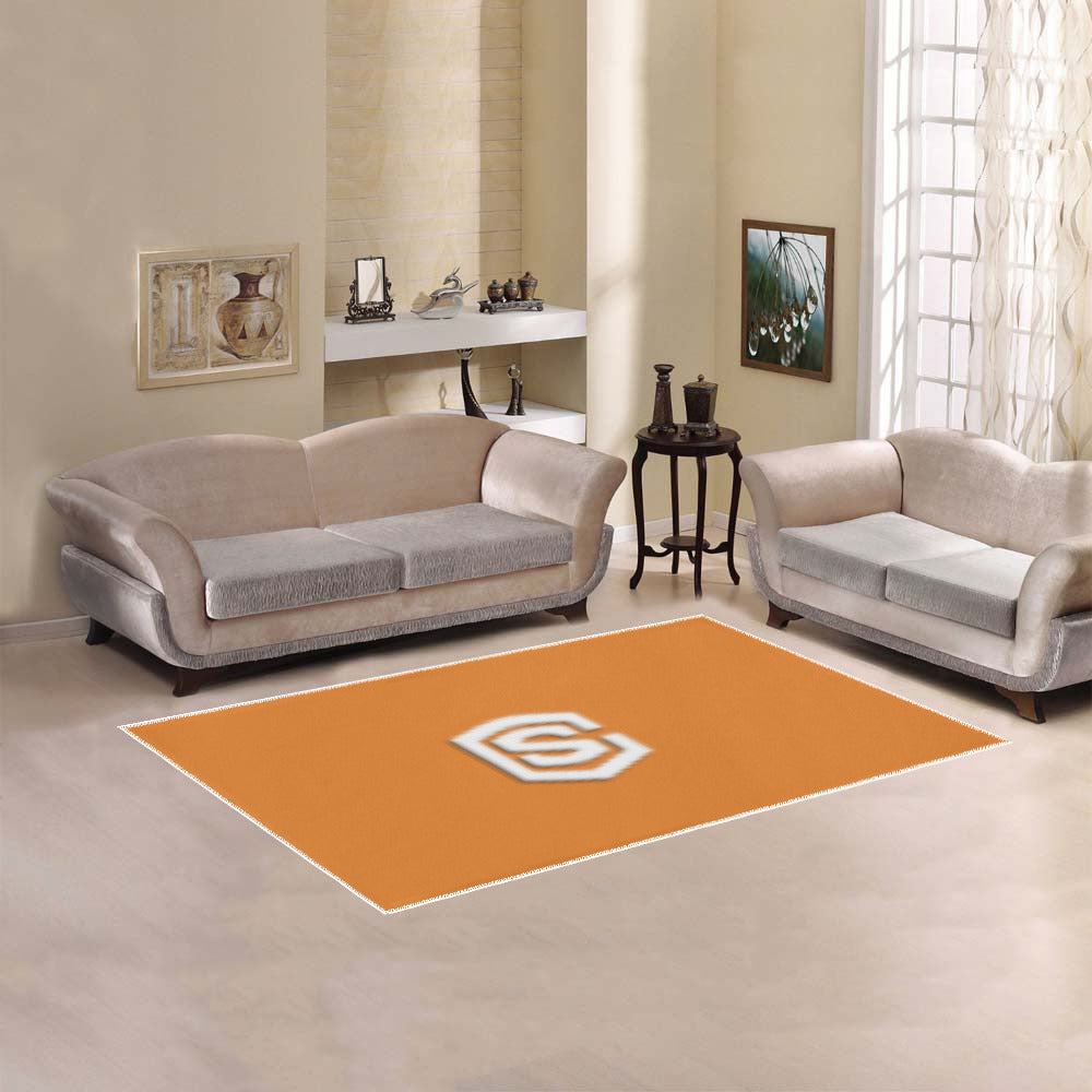 Orange Area Rug White Logo Area Rug 5' x 3.2'