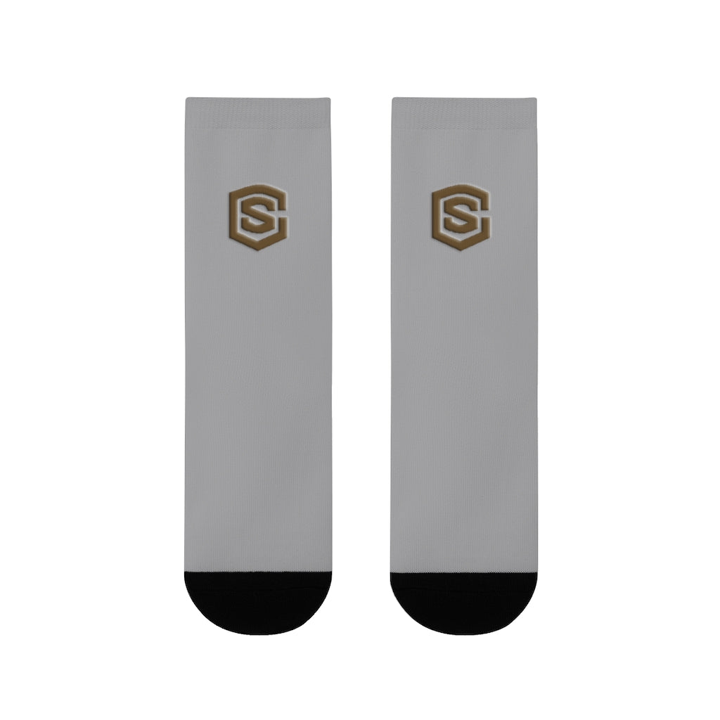Light Grey Sublimation Crew Socks (EU) Brown Logo