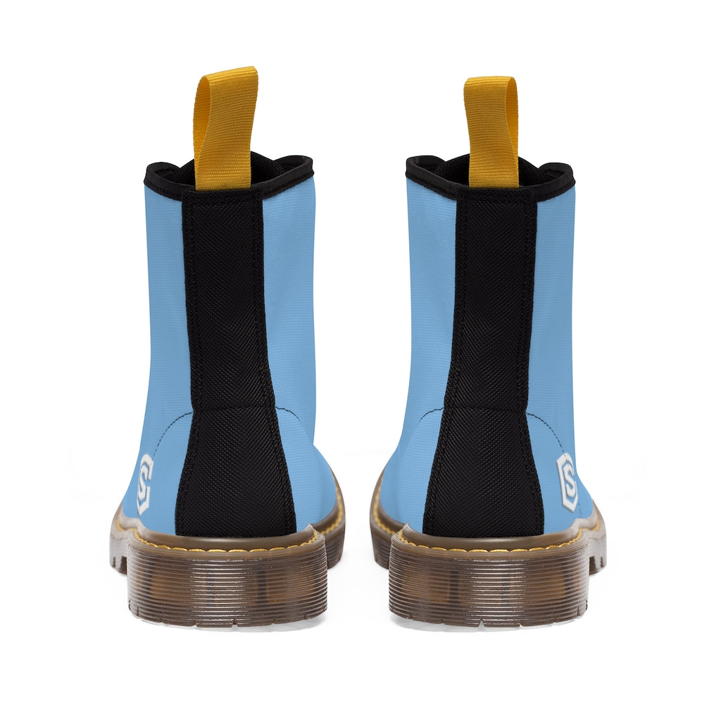 Blue Men's Canvas Boots White Logo