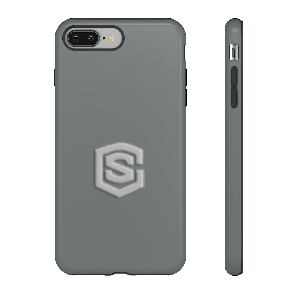 Grey Tough Cases Silver Logo