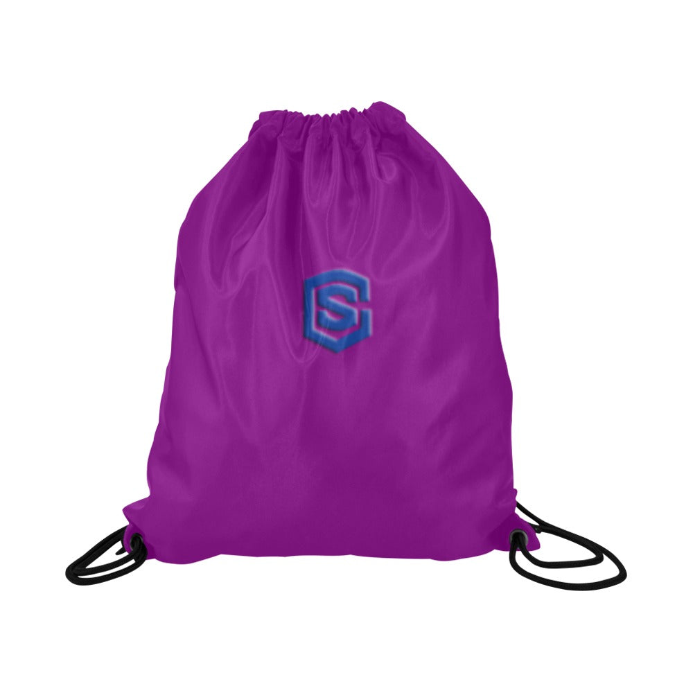 Purple Drawstring Bags Large With Blue Logo Drawstring Bags (Model 1604) (Large)