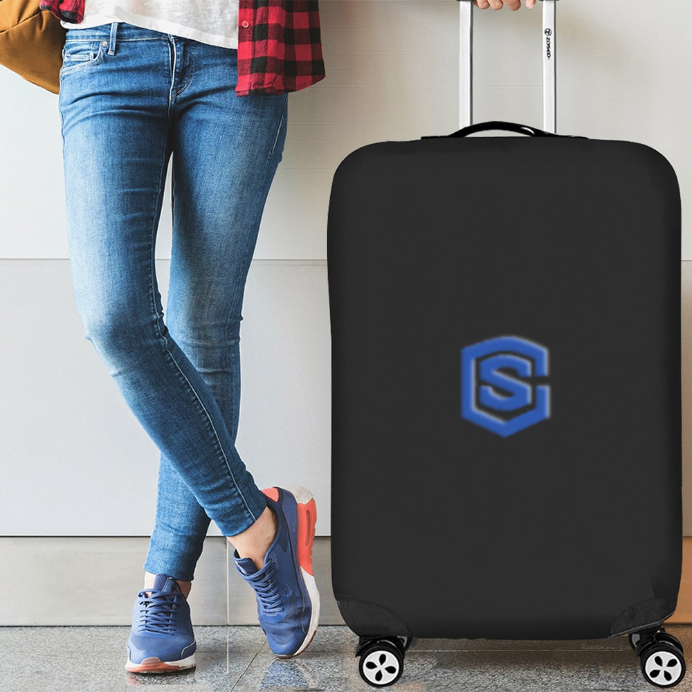 BLACK LUGGAGE COVER WITH BLUE LOGO Luggage Cover (Large Size) (26"-28")