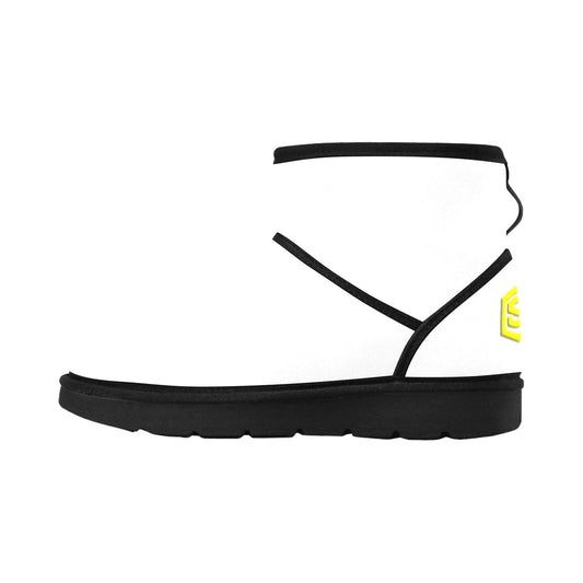 WHITE Low Top Men's Snow Boots WITH YELLOW LOGO Low Top Men's Snow Boots (Model 049)