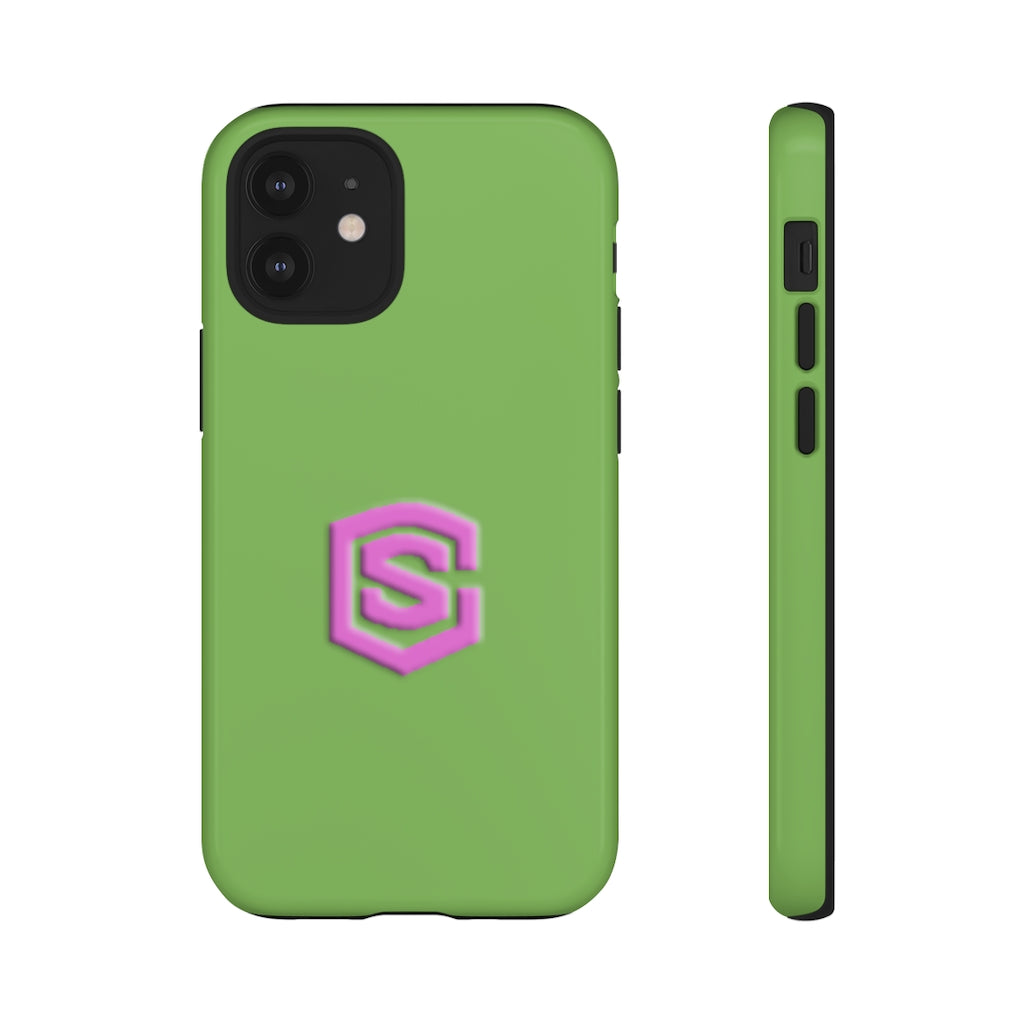 Green Tough Cases Pink Logo
