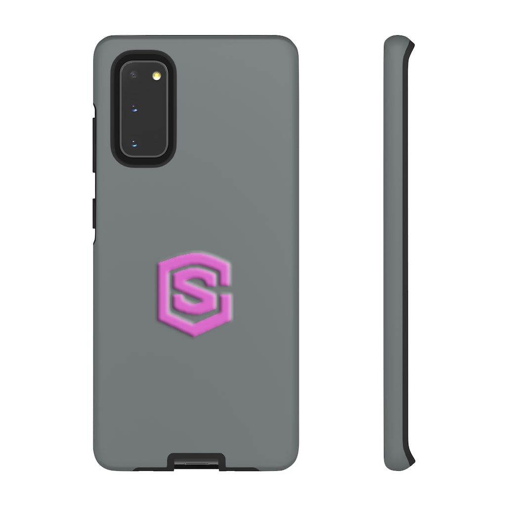 Grey Tough Cases Pink Logo