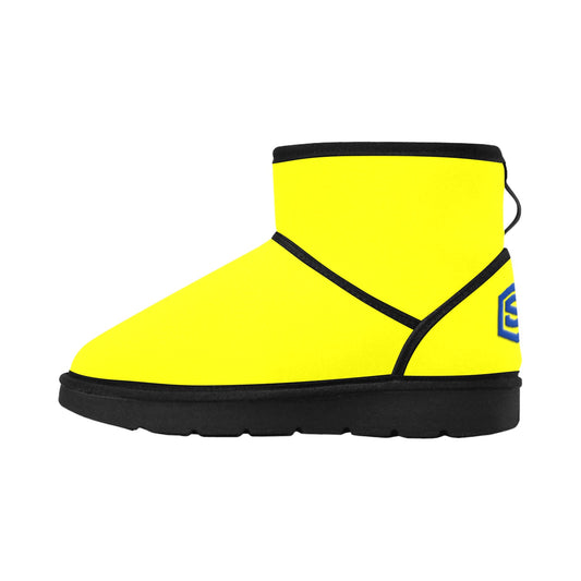YELLOW Low Top Men's Snow Boots WITH BLUE LOGO Low Top Men's Snow Boots (Model 049)