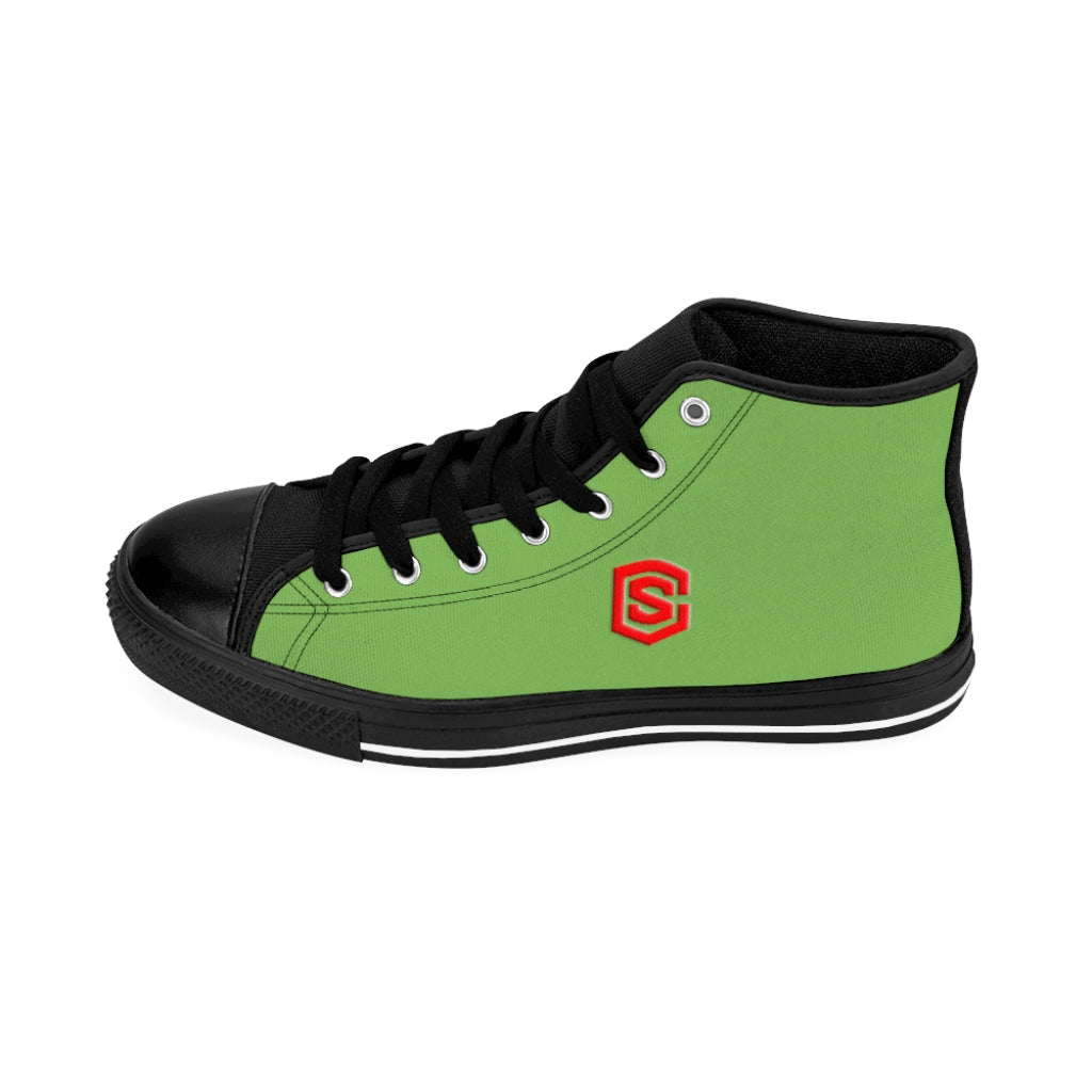 green Men's High-top Sneakers - red logo