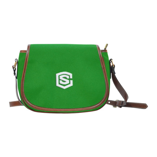 GREEN Saddle Bag WITH WHITE LOGO Saddle Bag (Model 1649) (Small)