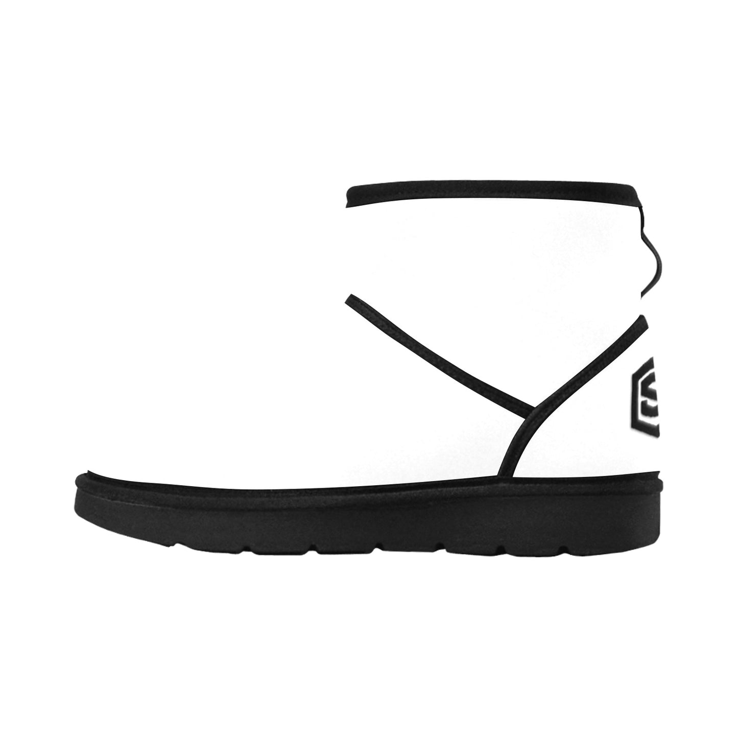 WHITE Low Top Men's Snow Boots WITH BLACK LOGO Low Top Men's Snow Boots (Model 049)