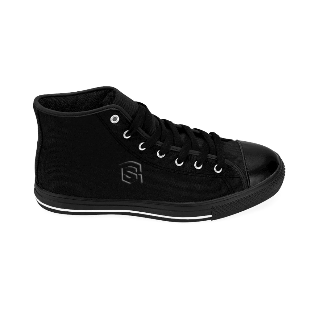 black Men's High-top Sneakers - black logo