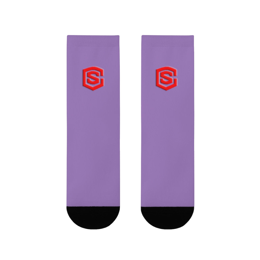 Purple Sublimation Crew Socks (EU) Red Logo