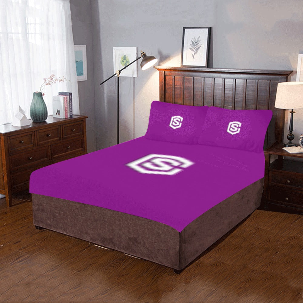 Purple 24 3-Piece Bedding Set (1 Duvet Cover 86"x70"; 2 Pillowcases 20"x30")(One Side)
