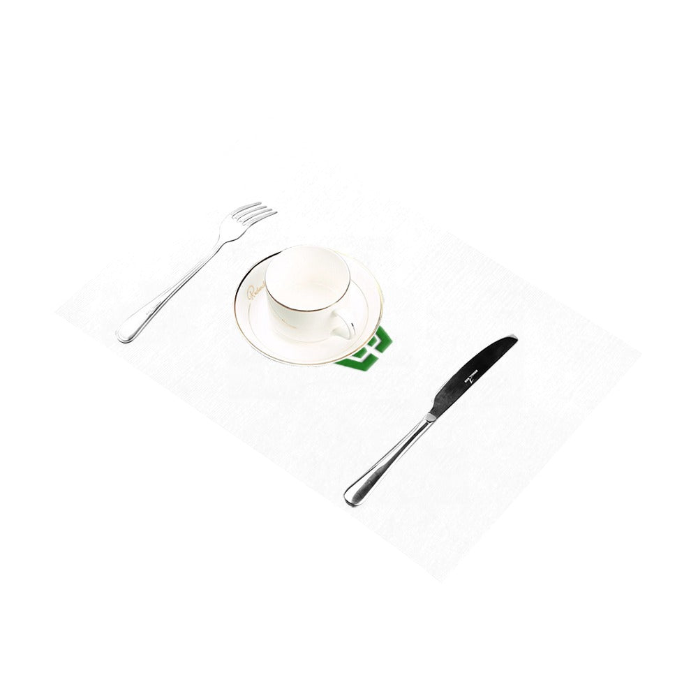 White Placemats 12" x 18" With Green Logo Placemats 12" x 18" (Set of 2)