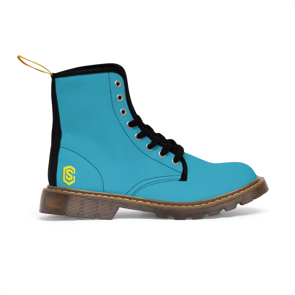 Blue Men's Canvas Boots Yellow Logo