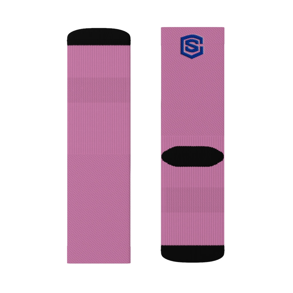 Pink Sublimation Socks Blue Logo