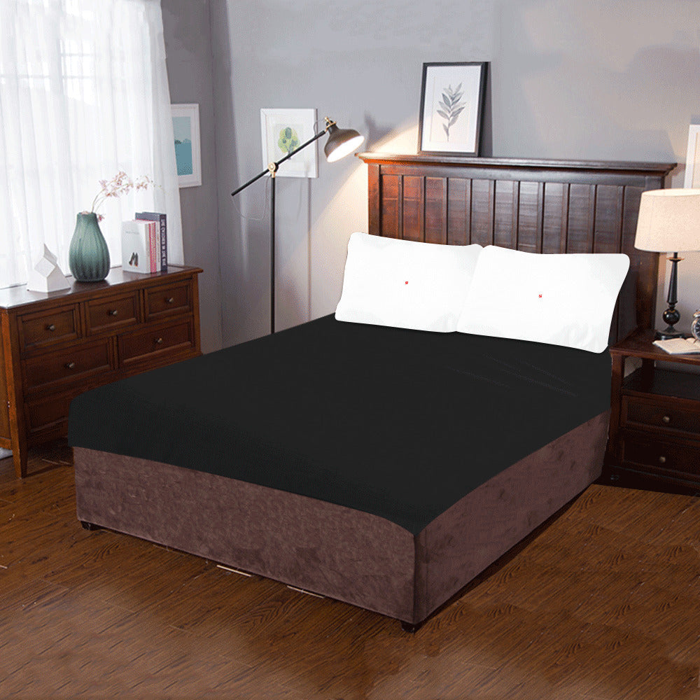 White Duvet Cover Red Logo 3-Piece Bedding Set (1 Duvet Cover 86"x70"; 2 Pillowcases 20"x30")(One Side)