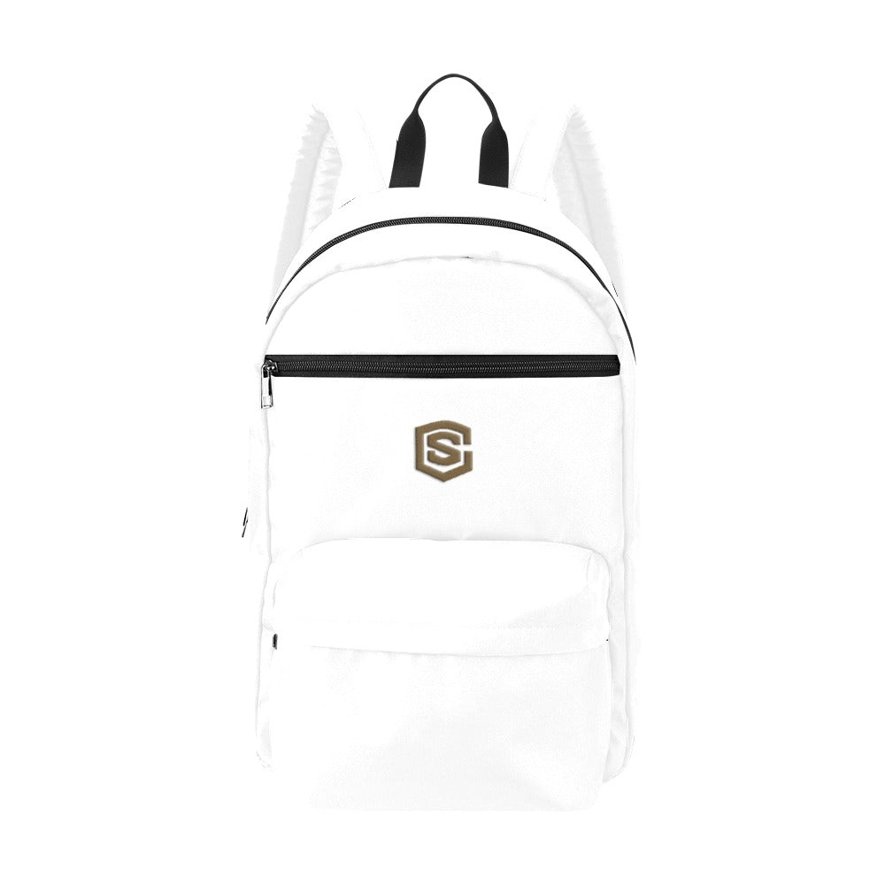 White Travel Backpack With Brown Logo Travel Backpack(Large Capacity)(Model 1691)