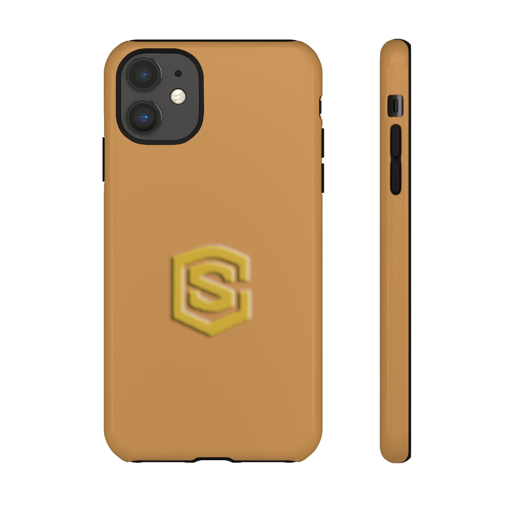 Light Brown Tough Cases Gold Logo