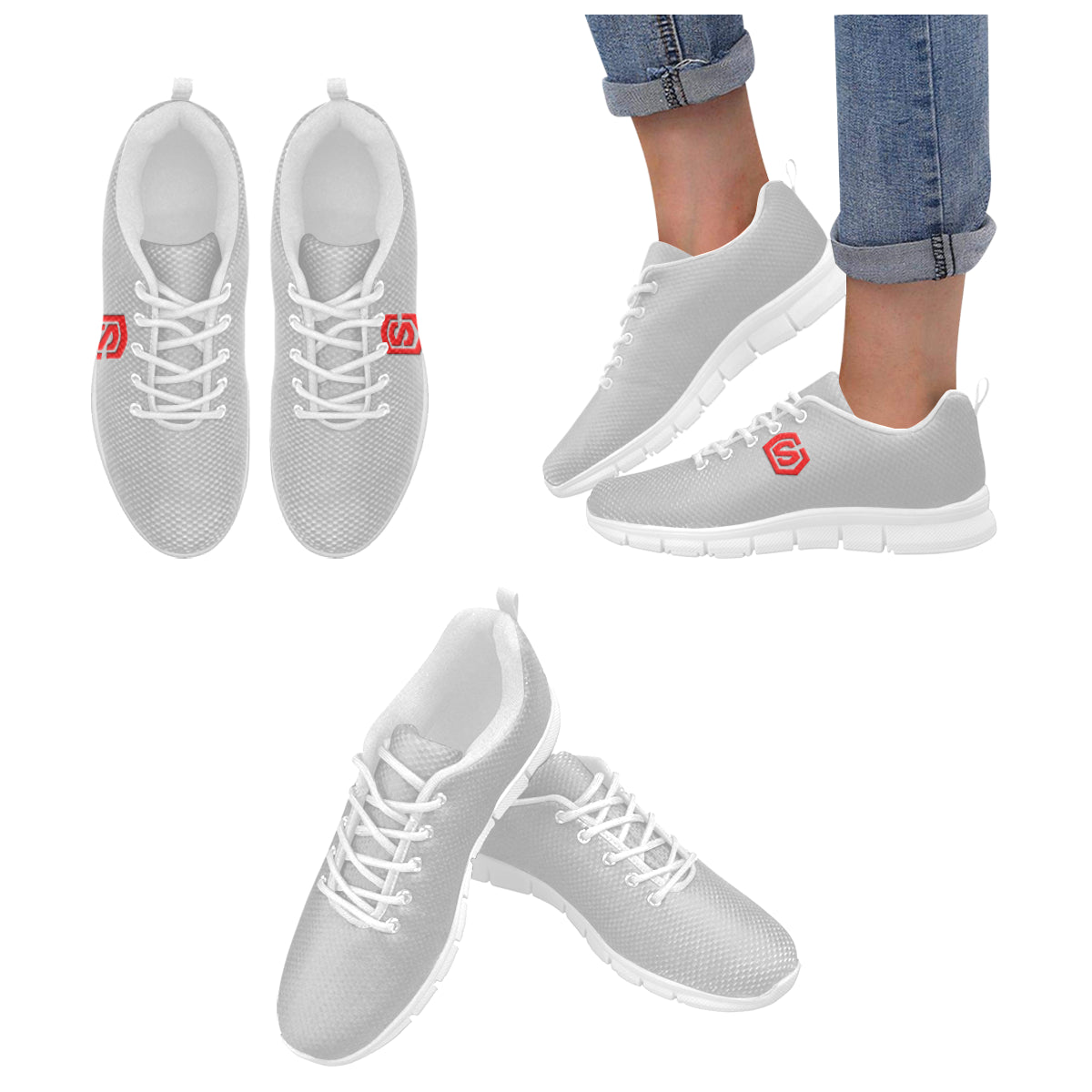 red logo Women's Breathable Running Shoes (Model 055)